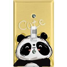 Beige Electrical Outlets World Acc Cute Panda Beige Single Toggle Outlet Cover