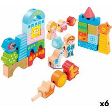 Wooden Blocks Woomax Construction set 32 Pieces 6 Units