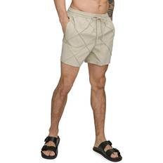 Cheap Swimming Trunks DKNY Men's Diamond Pintuck Performance 5" Volley Shorts Tan