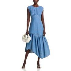 Gris - Vestido midi Vestidos Frame Gathered Tiered Dress - Azul Denim