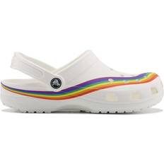 Men - Multicolored Outdoor Slippers Crocs Classic Rainbow Dye - White/Multi