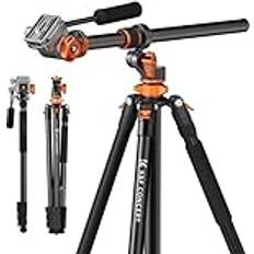 91" Video Tripod with Universal center column, Heavy Duty Tripod Monopod with Arca Swiss-Compatible Fluid Head & Quick Release Plate for DSLR Camera, Camcorder, Load Capacity 5KG/11LBS
