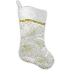 Gold Stockings Christmas Central 20.5" Gold Glitter Poinsettia 0.25 Stocking