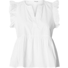 Bomull - L Bluser Selected Ruffled Top - Snow White