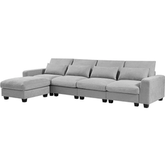 Simplie Fun L Shape Grey Sofa 129" 4 Seater