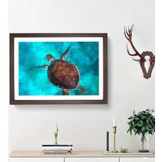 East Urban Home A Sea Turtle in Picture Graphic Print 48.0 2.0 Framed Art