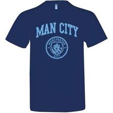 Manchester City FC Crest T Shirt Navy Adults Blue