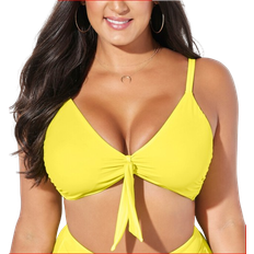 Swimsuits For All Mentor Tie Front Bikini Top - Pineapple