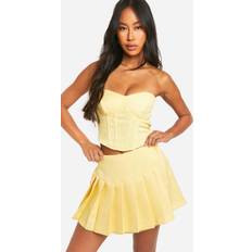 Short Skirts - Yellow boohoo Womens Textured Pleated Micro Mini Skirt Yellow