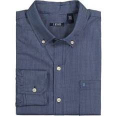 Long Shirts Izod Men's Big & Tall Long Sleeve Premium Essential Woven Shirt, Blue, Estate Blue 3XL