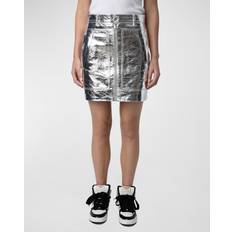 Silver Skirts Zadig & Voltaire John Leather Skirt Silver