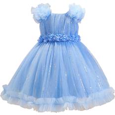 Baby Sequined Mesh Princess Dress - Blue