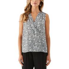 Rafaella Women's Sleeveless Chain Print Blouse, Navy Blue, Navy Blazer