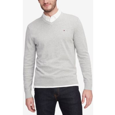 Tommy Hilfiger Men Sweaters Tommy Hilfiger Men's Essential Solid V-Neck Sweater Light Grey Heather