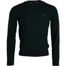 Dolce & Gabbana Sweaters Dolce & Gabbana Dark Green Crown Crew Neck Pullover Men's Sweater