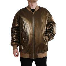 Bronze - Herre Jakker Dolce & Gabbana Bronze Nylon Full Zip Men Bomber Jakke Frakke Bronze, Brun, Color_Brun, Herre, IT54/XL, Jackets Men Clothing, Jakker