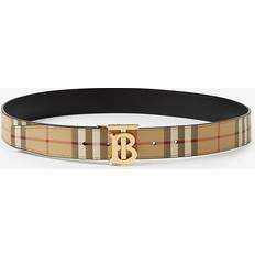 Adult - Checkered Clothing Burberry Thin Reversible Check TB Belt - Archive Beige/Gold