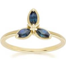 Sapphire Rings Gemondo Floral Marquise Sapphire Ring in 9ct Yellow Gold