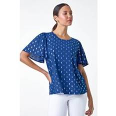 Blusas Roman Metallic Foil Spot Print Top