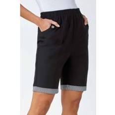 Clothing Roman Contrast Detail Elastic Waist Stretch Shorts Black