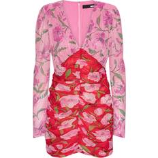 ROTATE Birger Christensen Printed Mini Ls Dress - Wildeve/Prism Pink Comb