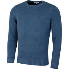 Calvin Klein 3XL, Denim Marl Mens 2021 Knit Crew Neck Cotton CK Golf Sweater Blue