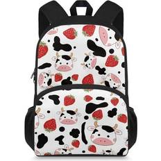 Backpacks ForUDesigns Sold by: FORUDESIGNS, FOR U DESIGNS Portable Backpacks for High School Girsl Casual Bookbag with 2 Sides Pockets Cow Print Strawberry School Bags Work Office Laptop Bag Leisure Daypack Storage Purse