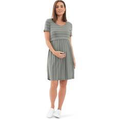 Ripe Maternity Crop Top Nursing Dress Olive/White