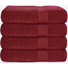 Glamburg Premium Cotton 4 Pack Bath Towel Red