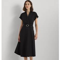 Polo Ralph Lauren Cotton Dresses Polo Ralph Lauren Stretch-Cotton Blend Surplice Dress in Black