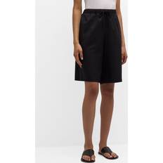 Silk Shorts The Row Stanton Wide-Leg Bermuda Pull-On Shorts BLACK X-Large