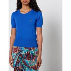 Cachemira Blusas Vivienne Westwood Bea Cotton and Cashmere-Blend Top Blue