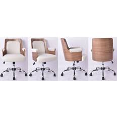 Latitude Run Mid-Century Modern Design Cream/Brown Office Chair 89.5cm