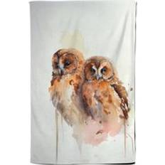 Kitchen Towels on sale Warren Reed Loving Tawny Owls Watercolour Tea Kitchen Towel Brown
