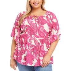 Paisley Tops Karen Kane Plus Ruffled Peasant Top Paisley 1X