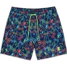 Psycho Bunny Swimwear Psycho Bunny Mens Barrett Drawstring Swim Trunks 5.75" - Navy