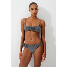 Karen Millen Bikinis Karen Millen Premium Embellished Rosette Bandeau Bikini Top Black