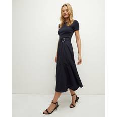 Veronica Beard Facia Mixed-Media Dress Navy