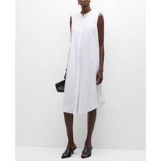 Organic Fabric Dresses Eileen Fisher Mandarin Collar Dress White