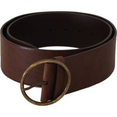 Dolce & Gabbana Brown Belts Dolce & Gabbana Elegant Brown Leather Belt with Engraved Women's Buckle