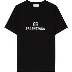 Balenciaga T-shirts Balenciaga Black Logo Cotton T-shirt Black And White
