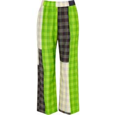 Debra Checked Patchwork Trousers Green