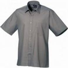 Grey Shirts Premier Short Sleeve Poplin Shirt Dark Grey 18.5 in