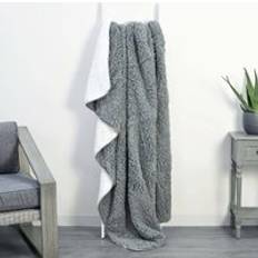 Micro Double Layer Sherpa Super Soft Fleece Blankets Grey