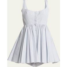 Alaïa Flare Striped Mini Skater Dress BLANC BLEU 34 FR 2 US