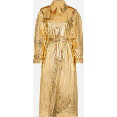 Dolce & Gabbana Gold Outerwear Dolce & Gabbana Foiled Fabric Trench Coat Woman Coats And Jackets Gold Fabric