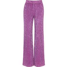Markus Sequin-embellished Metallic-knit Trousers Purple