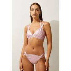 Rose Gold - Women Swimwear Karen Millen Foiled Bandage Double Strap Bikini Top Rose Gold