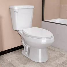 Toilets Zeafive 2-Piece 1.28 GPF Toilets Single Flush Elongated Toilet in White Softclose Seat Included 12 Rough-in Bathroom Toilet