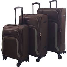 Blåa - Mjuka Resväskeset Infinity Leather Travel Suitcases - 3 delar